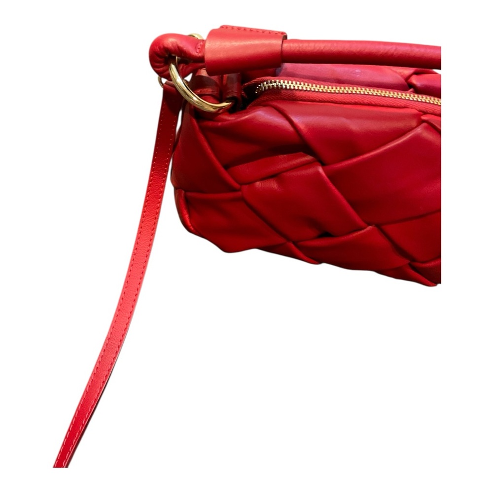 Stella Bianca Women’s Red Leather Woven Handbag Crossbody/Made in Italy - Picture 4 of 16